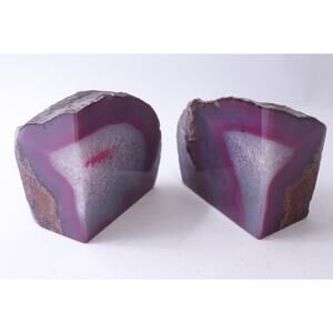 Agate Bookends, Cut, Set of 2, Geode Crystals, Library, Bookshelf Decor